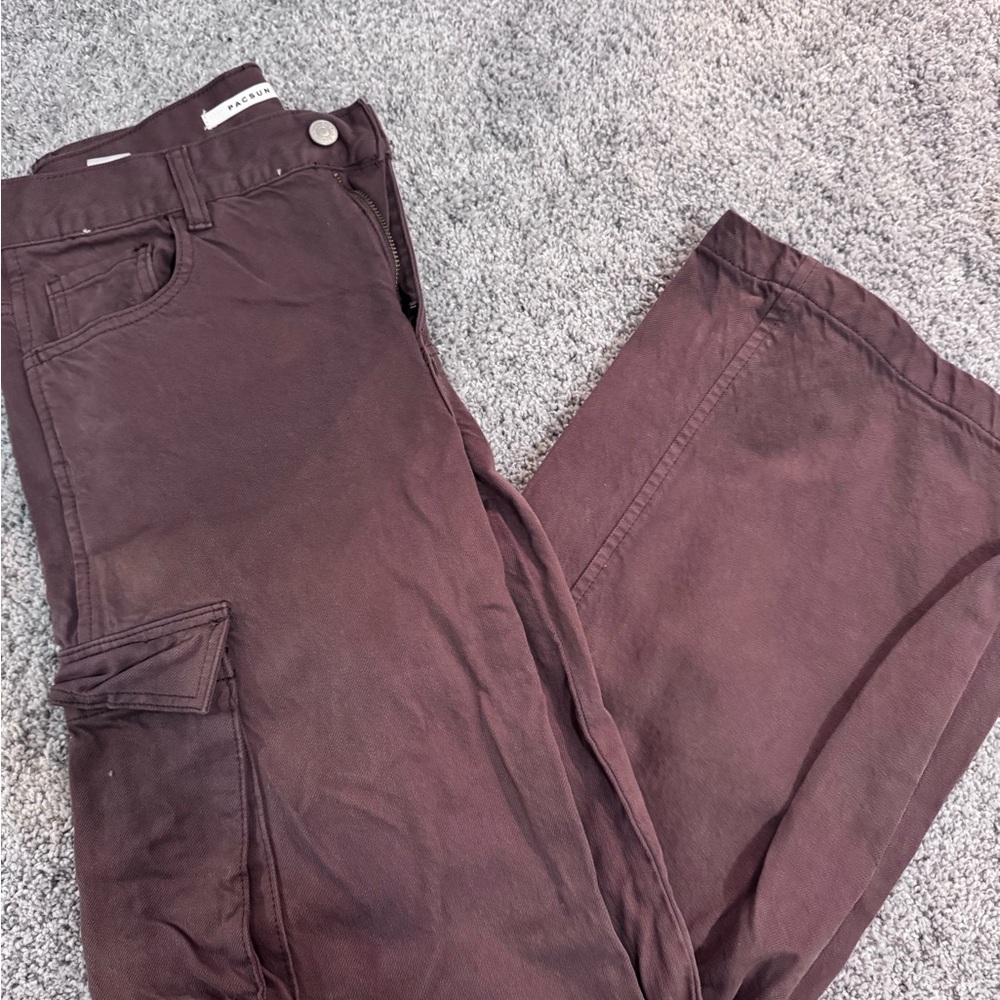 PacSun Women's Wide Leg Pants in Burgundy
